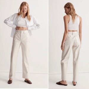 Madewell Perfect Vintage Straight Pant Faux Leather Edition Vintage Linen 30 new